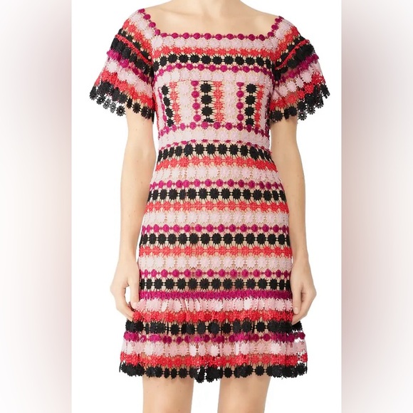 Aijek Dresses & Skirts - Aijek Tricolor Off-Shoulder Embroidered Mini Dress Size‎ S